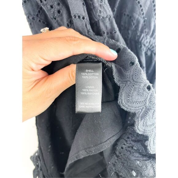 Allison New York Eyelet Spaghetti Strap Ruffle Romper Black - Picture 11 of 14